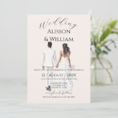 Invitation Boho beige with bride Wedding (Debout devant)