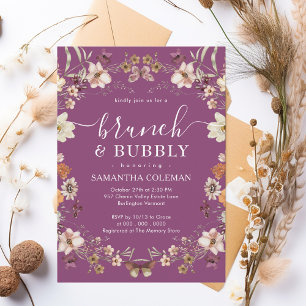 Invitation Boho Berry Purple Brunch et Bubbly Fête des mariée
