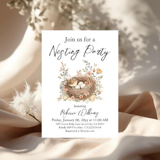 Invitation Boho Bird Feather Your Nest Baby Shower