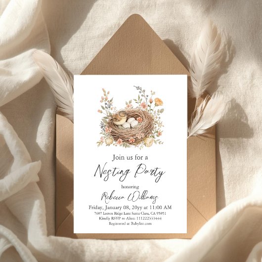 Invitation Boho Bird Nesting Party Nest Baby Shower