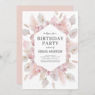 Invitation Boho Birthday Blush Pink N'importe quel groupe d'â