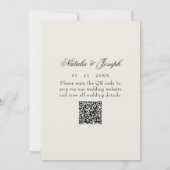 Invitation Boho Black Cream Floral Botanical QR Code Wedding (Dos)