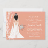 Invitation Boho Black Hair Bride Avec Fête des mariées Perles (Devant)