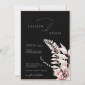 Invitation Boho Black Soft Pink Simple Mariage (Devant)