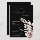 Invitation Boho Black Soft Pink Simple Mariage (Devant / Derrière)