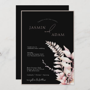 Invitation Boho Black Soft Pink Simple Mariage