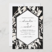 Invitation Boho Black White Beige Botanique Mariage (Devant)