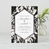 Invitation Boho Black White Beige Botanique Mariage (Debout devant)