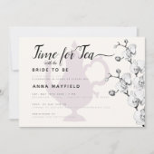 Invitation Boho Black White Orchid Temps pour la mariée de th (Devant)