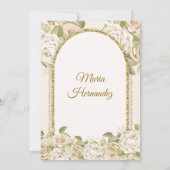 Invitation Boho blanc et or Floral Mexicaine Fille Tres Anos (Dos)