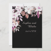 Invitation Boho Blanc et rose Floral Automne Mariage noir (Dos)