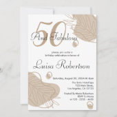 Invitation Boho Blanc Feuille moderne Tous les âges Anniversa (Devant)