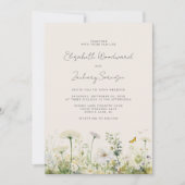 Invitation Boho Blanc Fleur sauvage Aquarelle Mariage Floral (Devant)