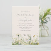 Invitation Boho Blanc Fleur sauvage Aquarelle Mariage Floral (Debout devant)