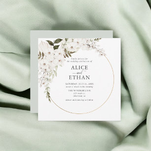 Invitation Boho Blanc Floral Élégant