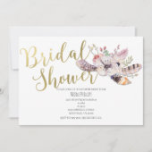 Invitation Boho Blanc Floral Gold (Devant)