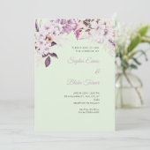 Invitation Boho Blanc Floral Hiver Vert clair Mariage (Debout devant)
