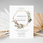 Invitation Boho Blanc Floral & Mariage de verdure