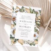Invitation Boho Blanc Floral & Mariage de verdure