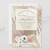 Invitation BOHO Blanc Floral Rustique Pampas Grass Tropical (Devant)
