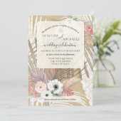 Invitation BOHO Blanc Floral Rustique Pampas Grass Tropical (Debout devant)