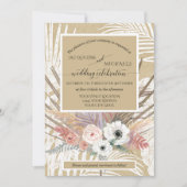 Invitation BOHO Blanc Floral Rustique Pampas Grass Tropical (Devant)