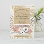 Invitation BOHO Blanc Floral Rustique Pampas Grass Tropical (Debout devant)