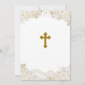 Invitation Boho Blanc Ivoire Fleur Fille Première Sainte Comm (Dos)