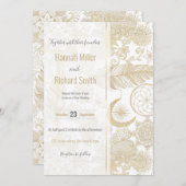 Invitation Boho Blanc Or Plumes Florales Dreamcatcher (Devant / Derrière)