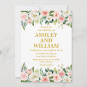 Invitation Boho blanc rose et or Boho Bohemian GreenerMariage (Devant)