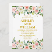 Invitation Boho blanc rose et or Boho Bohemian GreenerMariage (Devant / Derrière)