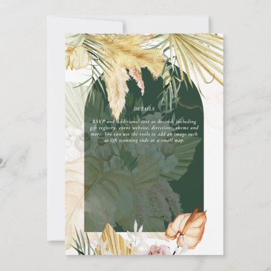 Invitation BOHO Blé Pampas Grass Mariage (Dos)