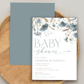 Invitation Boho bleu Dusty baby shower garçon fleur sauvage