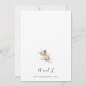 Invitation Boho bleu et beige Mariage floral 2 (Dos)