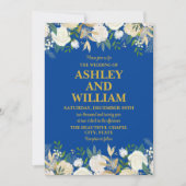 Invitation Boho Bleu et or Bohème Chic Mariage de verdure (Devant)