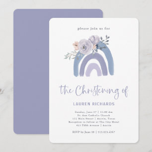 Invitation Boho bleu et pourpre   Rainbow Christening