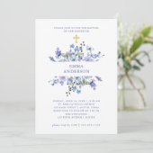 Invitation Boho bleu et violet | Baptême floral (Debout devant)