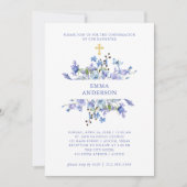 Invitation Boho bleu et violet | Confirmation florale (Devant)