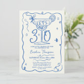 Invitation Boho bleu ironique gribouillis gribouillis 30 ans (Debout devant)