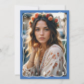 Invitation Boho bleu ironique gribouillis gribouillis 30 ans (Dos)