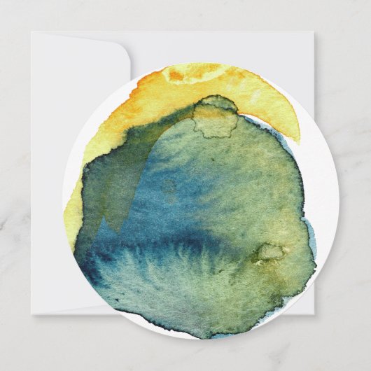 Invitation Boho bleu jaune Abstrait Mariage d'aquarelle (Dos)