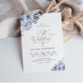 Invitation boho bleu pâle mariage