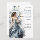 Invitation Boho bleu poussiéreux eucalyptus mariage gobe (Devant / Derrière)