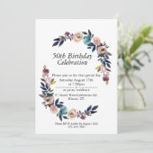 Invitation Boho bleu rose bleu personnalisable 50e anniversai (Debout devant)