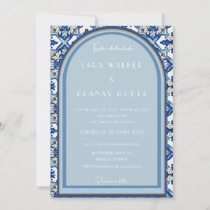 Invitation Boho Bliss : Cérémonie de mariage chic sur carreau