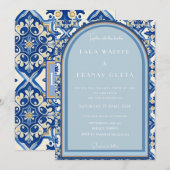 Invitation Boho Bliss : Cérémonie de mariage chic sur carreau (Devant / Derrière)