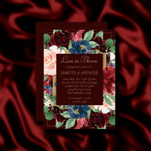 Invitation Boho Bloom Dark Elegant Burgundy Love in Bloom