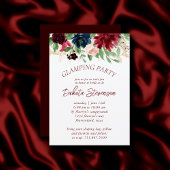 Invitation Boho Bloom | Élégant flambage floral rouge marsala