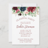 Invitation Boho Bloom | Élégant flambage floral rouge marsala (Devant)