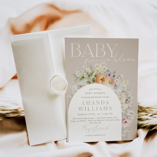Invitation Boho Bloom Garden Fleur sauvage de printemps Baby 
